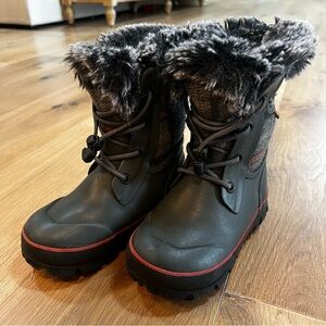 Bogs Black and Red Kids Snow Boots